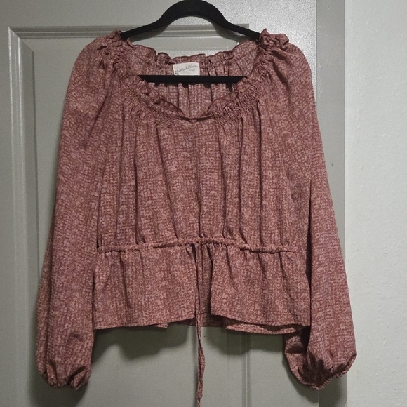 Universal Thread Tops - Universal Thread Mauve Blouse with Tie Waist